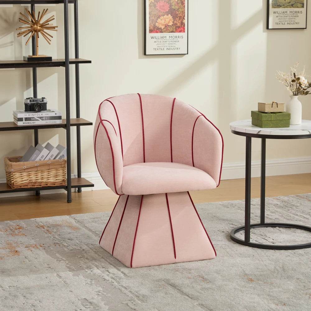 Fauteuil pivotant chenille, dossier haut, fauteuil de chambre – Rose