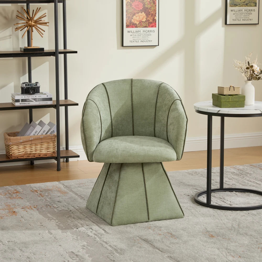 Fauteuil pivotant chenille, dossier haut, fauteuil de chambre – Vert olive