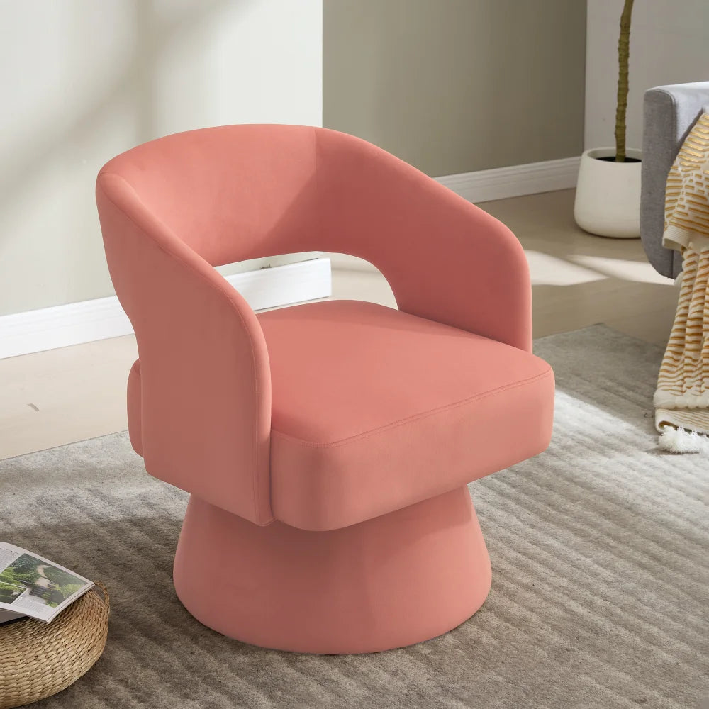 Fauteuil pivotant chenille, dossier arrondi ajouré – Rose