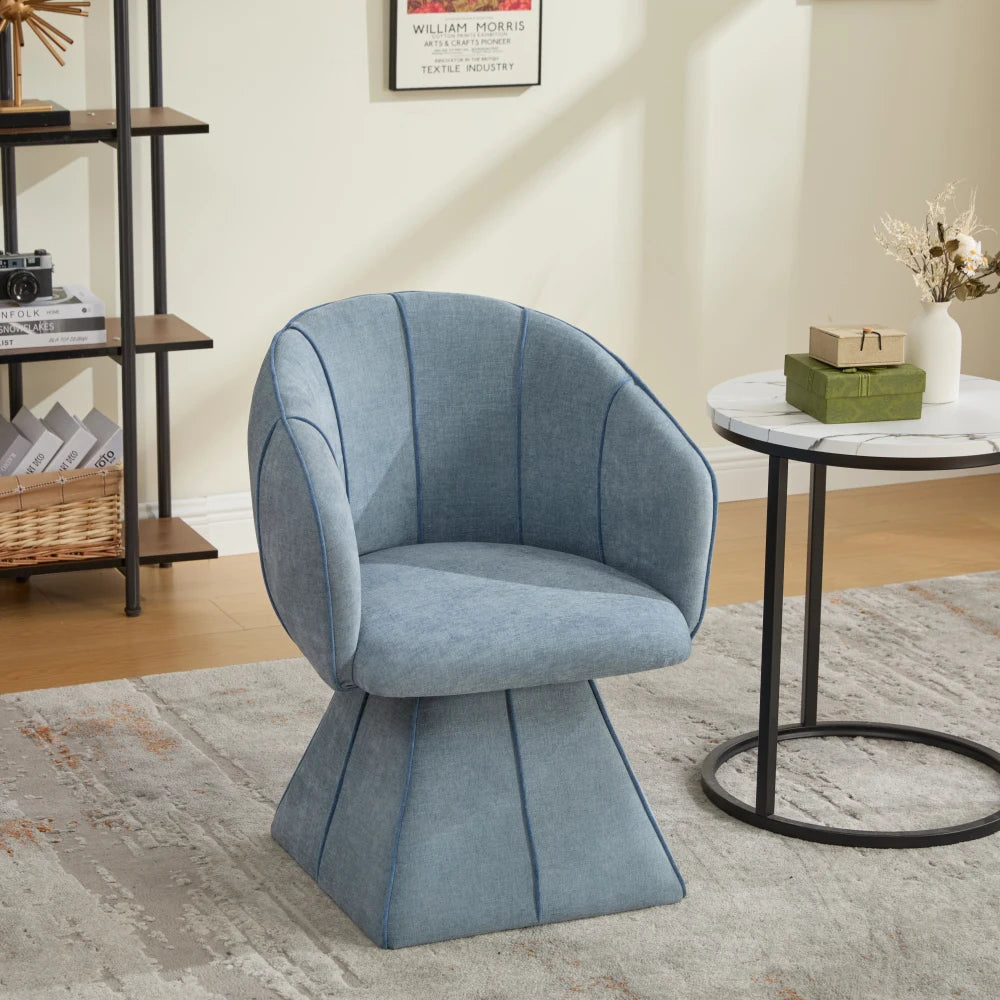 Fauteuil pivotant chenille, dossier haut, fauteuil de chambre – Bleu