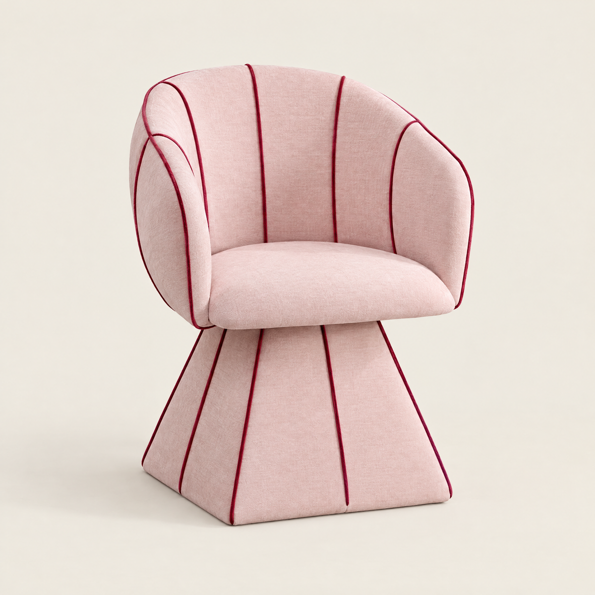 Fauteuil pivotant chenille, dossier haut, fauteuil de chambre – Rose